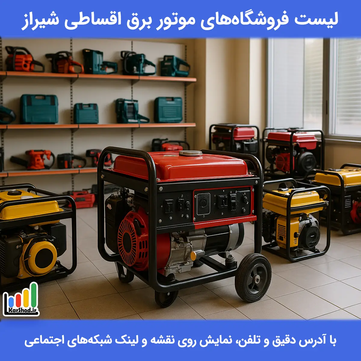 لیست فروشگاه های موتور برق اقساطی در شیراز همراه با آدرس و تلفن موتور برق اقساطی در شیراز