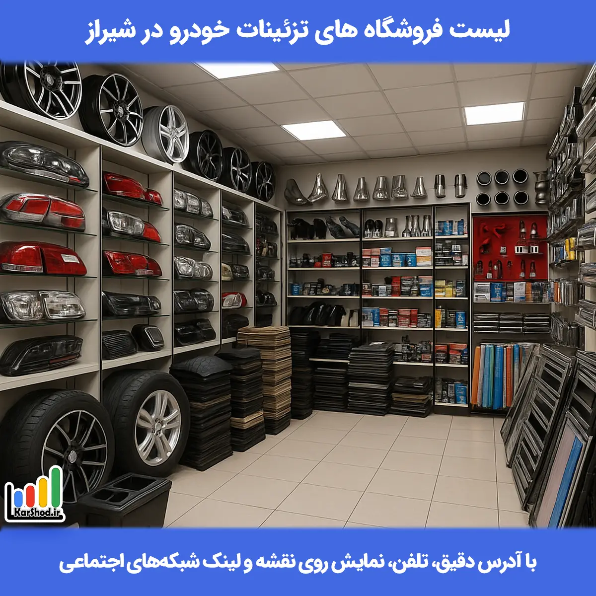 لیست فروشگاه های تزئینات خودرو شیراز همراه با آدرس و تلفن تزئینات ماشین و خودرو در شیراز